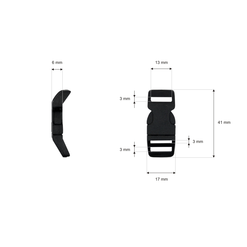 Plastic buckle 13 mm saba black 100 pcs