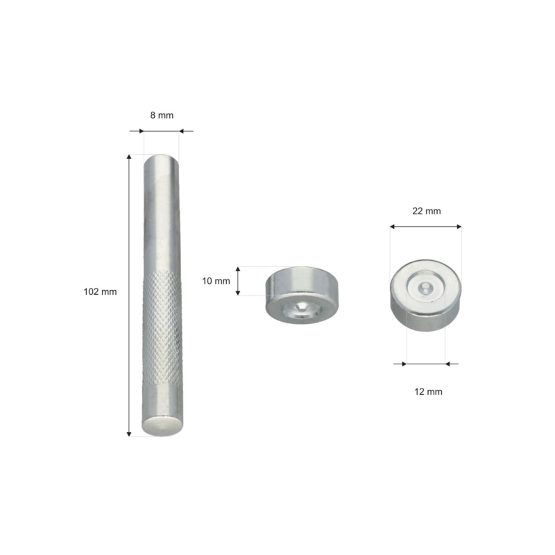 Fixing setfor rivets 12 mm set