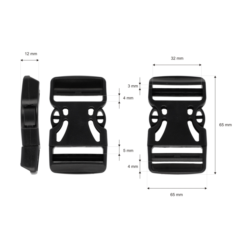 Plastic buckle 32 mm berenika black 100 pcs