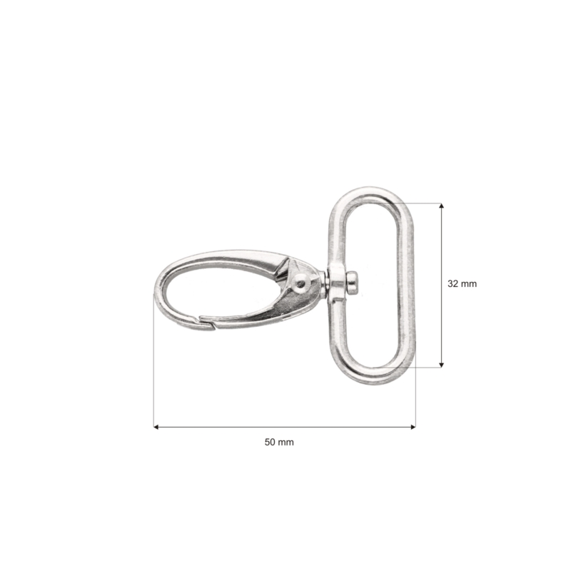 Karabińczyk metalowy 32 mm 0037 krab nikiel połysk