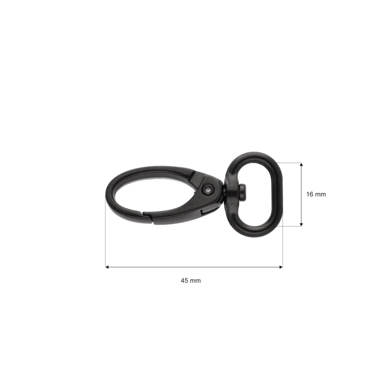 METAL  SNAP HOOK 16 MM 0037 MATT BLACK 100 PCS