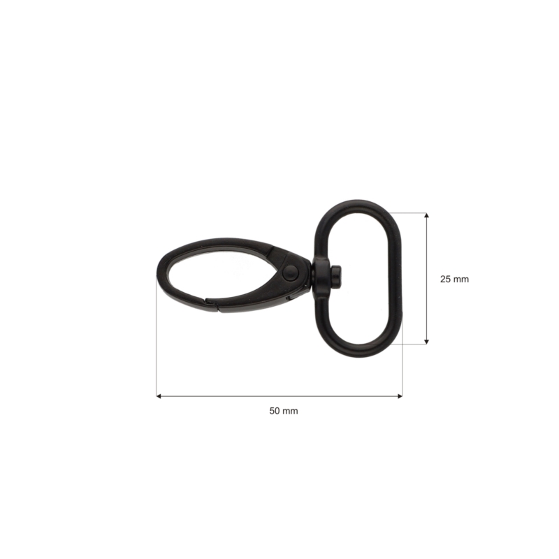 METAL SNAP HOOK 25 MM  0037 MATT BLACK 1   PCS