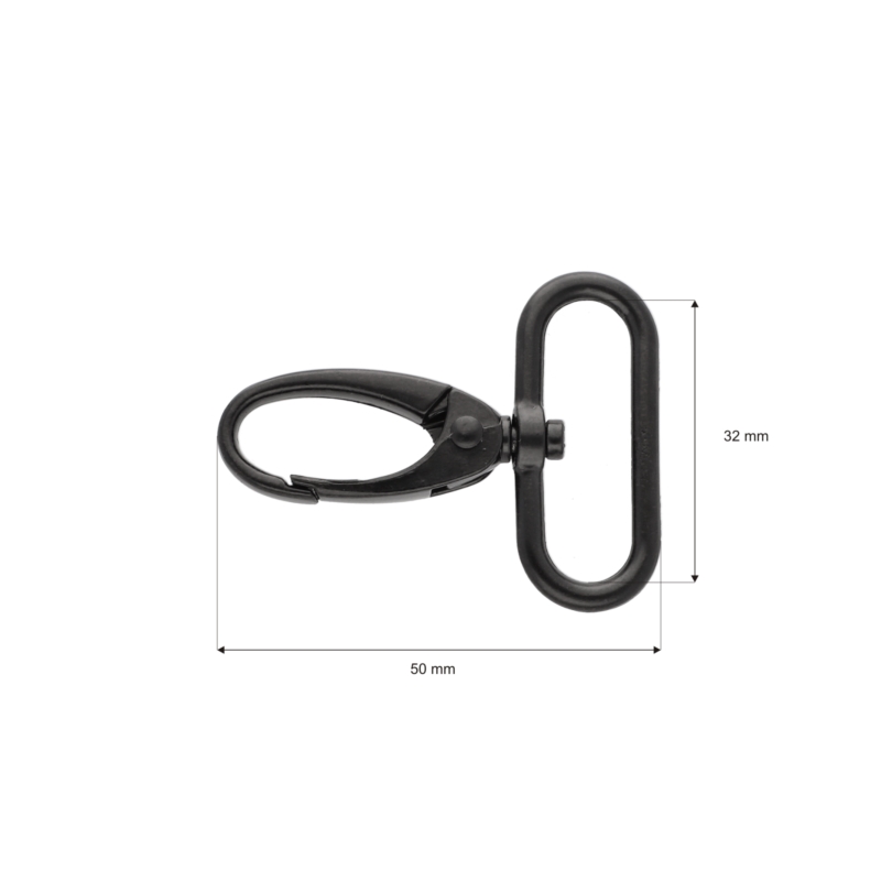 METAL SNAP HOOK 32 MM 0037 MATT BLACK 1     PCS