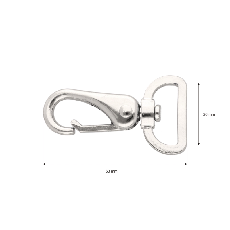 METAL SNAP HOOK RF-175 26  MM ERYK NICKEL 1  PCS