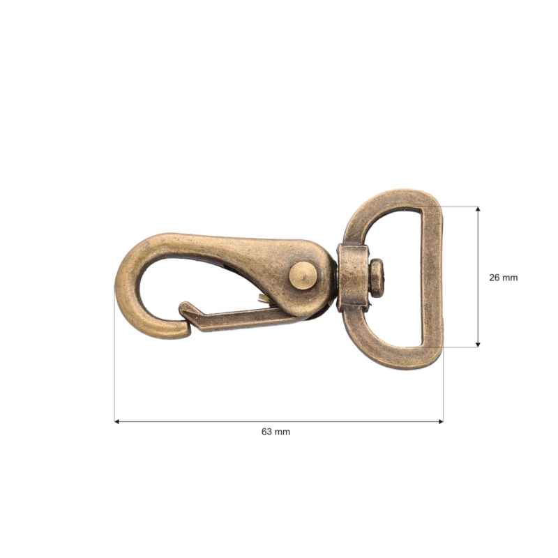 METAL  SNAP HOOK RF-175 26 MM ERYK OLD GOLD 1 PCS