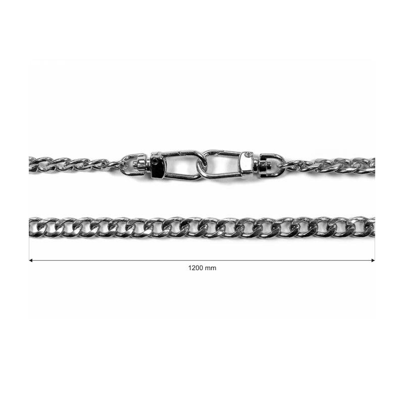 Łańcuszek do torebki z karabinczykiem długość 120 cm nikiel (1006)