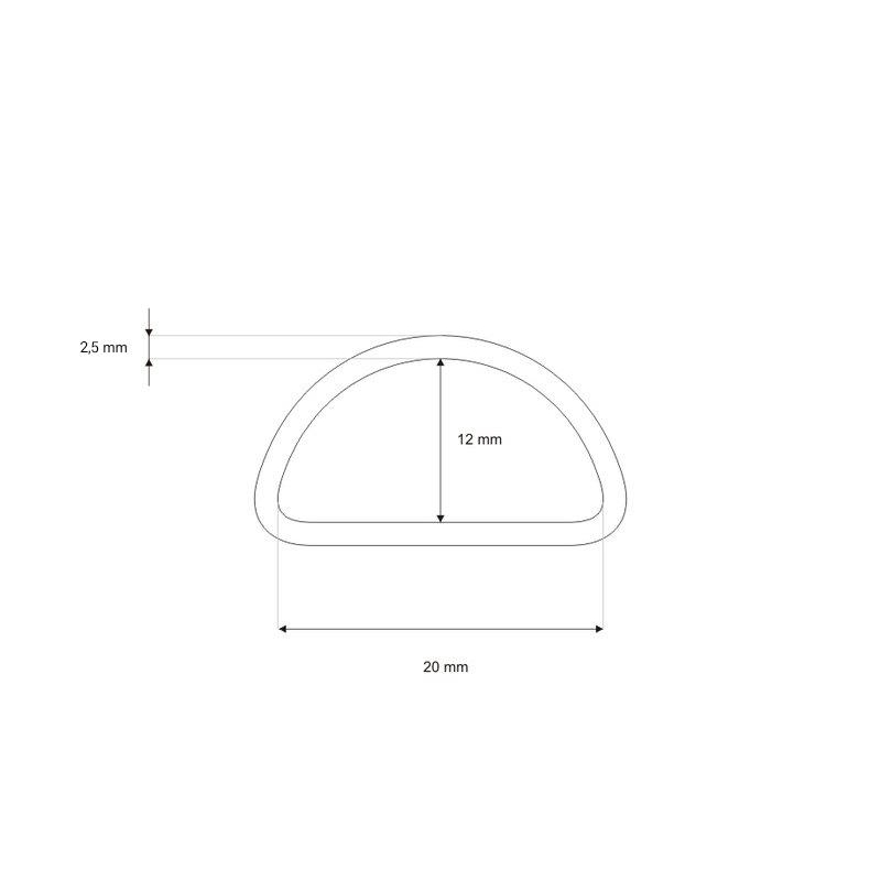 METAL D-RING 20/12/2,5 MM SILVER COLOR, NICKEL FREE