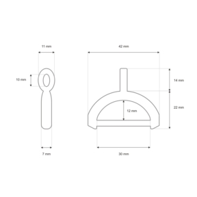 Półkole metalowe 30/12/7 mm nikiel odlew