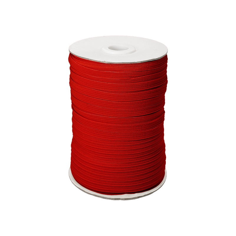 Knitted elastic tape 7 mm (171) red polyester 100 mb