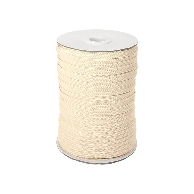 Knitted elastic tape 7 mm (122) light beige polyester 100 mb