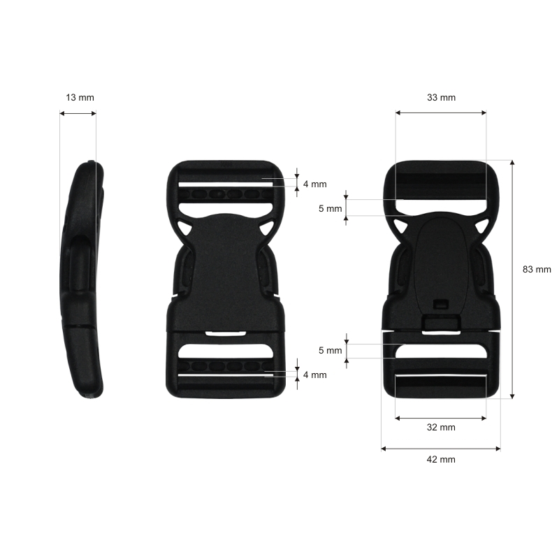 Klamra plastikowa 32x83 mm Jagna czarna