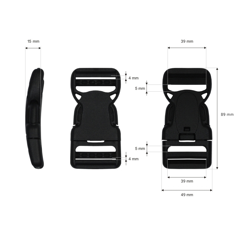 Klamra plastikowa 38x89 mm Jagna czarna