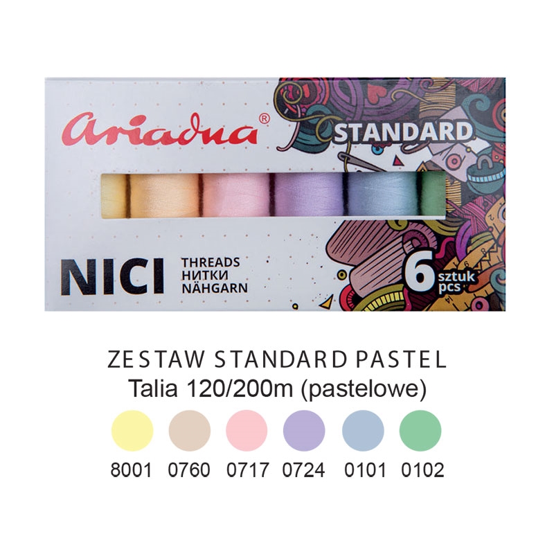 Nici szwalnicze zestaw standard pastel Talia 120