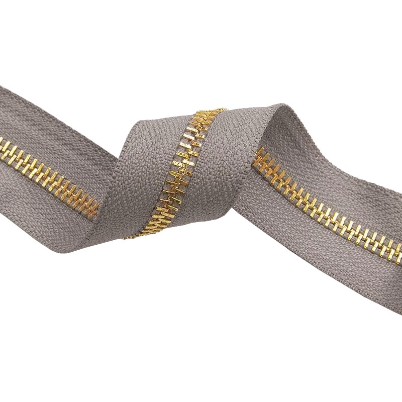 METAL ZIPPER  TAPE 5 (134) GREY GLOSSY GOLD