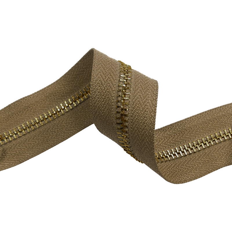 METAL ZIPPER TAPE 5 (894)  DARK BEIGE GLOSSY GOLD