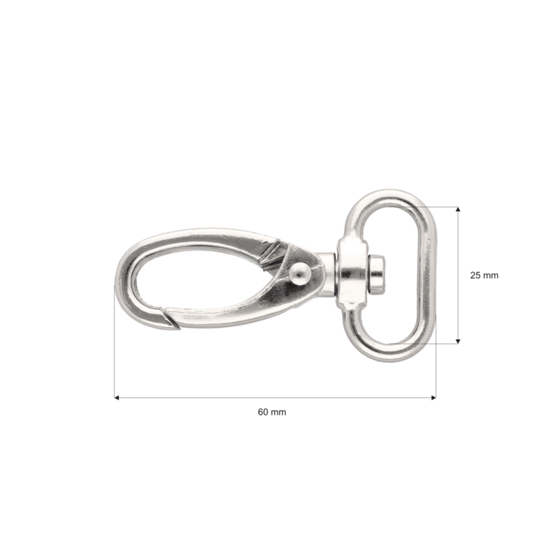 METAL SNAP HOOK 25 MM GLOSSY NICKEL 1 PCS