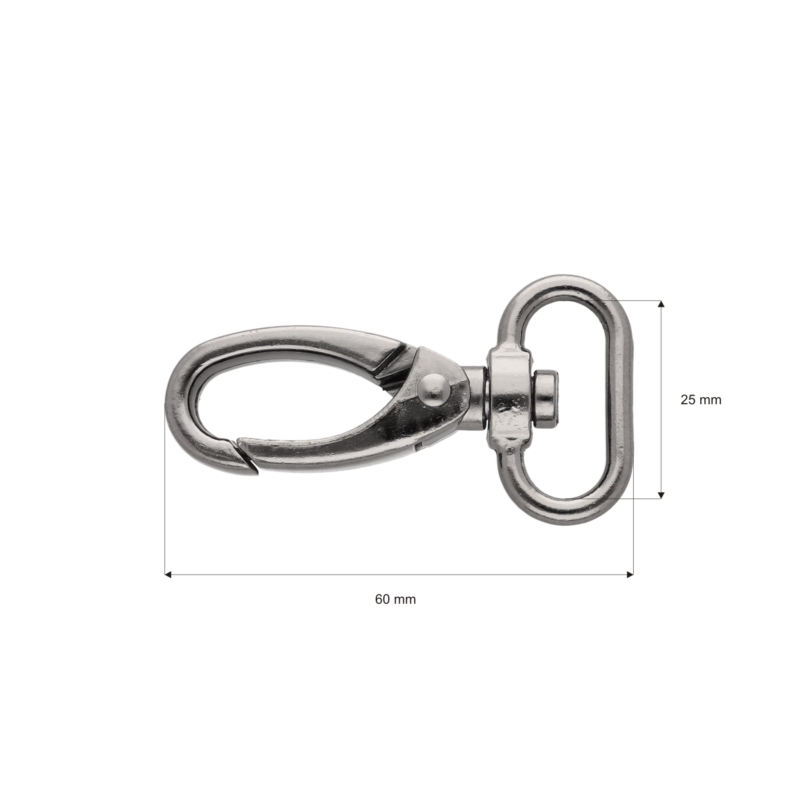 METAL SNAP HOOK 25 MM BLACK NICKEL 1 PCS