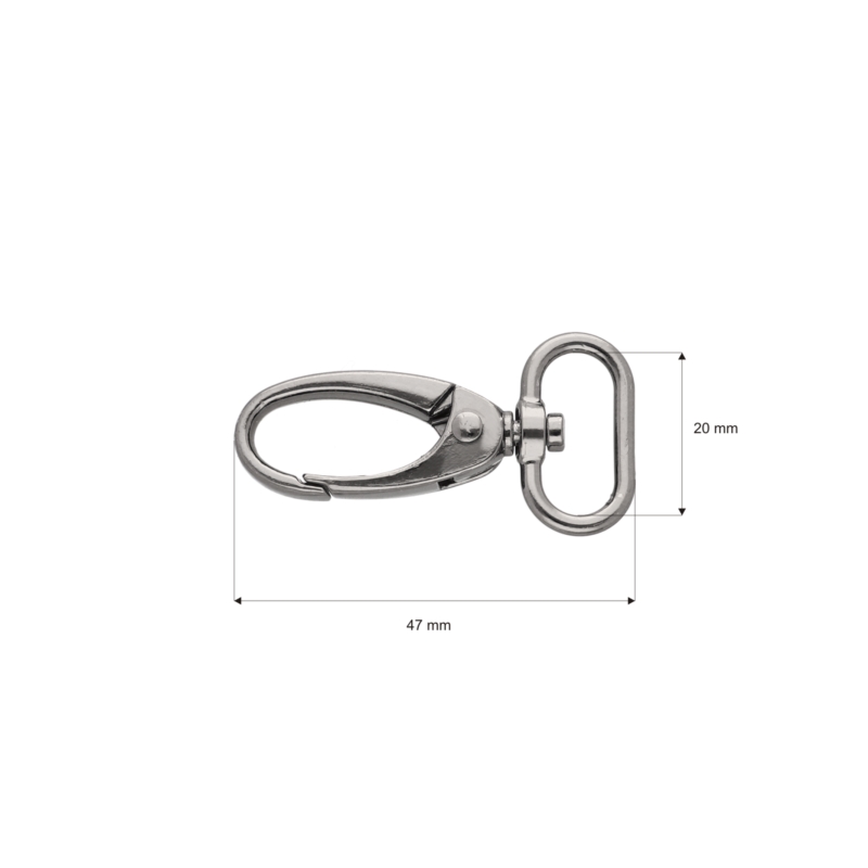 METAL SNAP HOOK 0037 20 MM NICKEL BLACK 1 PCS