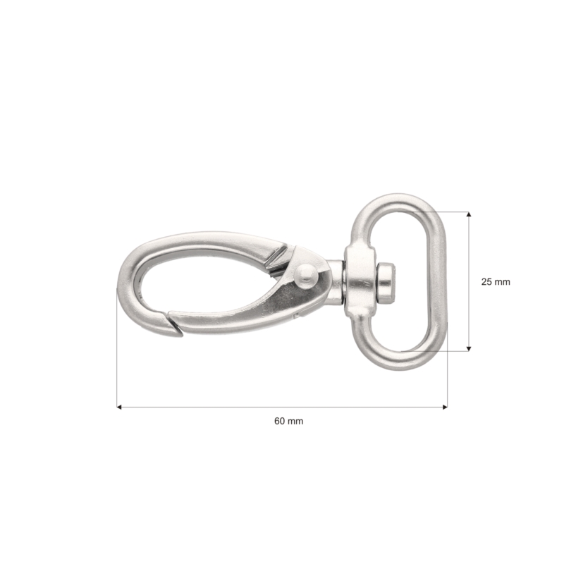 METAL SNAP HOOK 25 MM NICKEL MATT 1 PCS