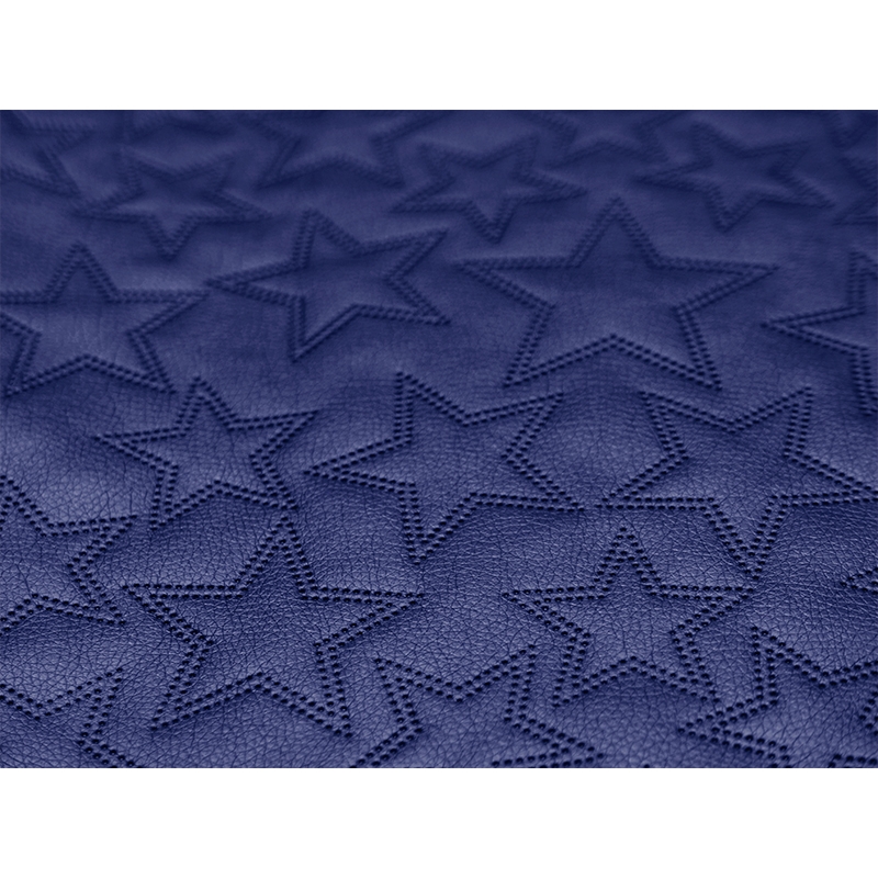 IMITATION QUILTED LEATHER STARS METALLIC NAVY BLUE 140 CM 1 MB