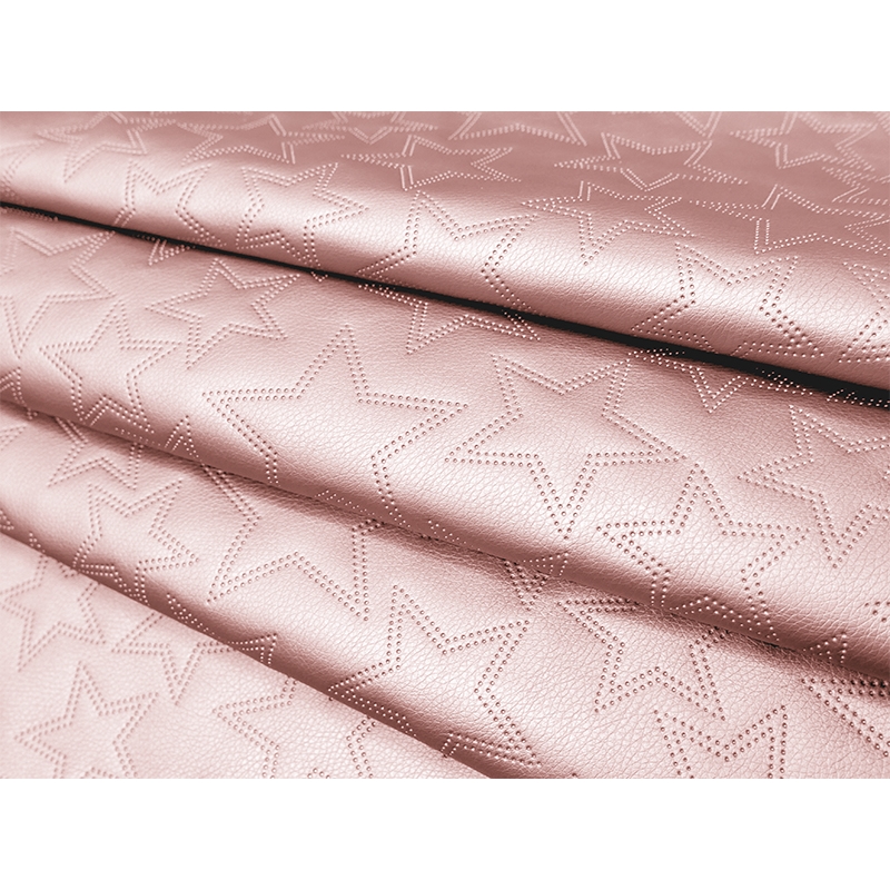 UMĚLÁ KŮŽE PROŠÍVANÝ HVĚZDY PEARL PINK 140 CM 1 M