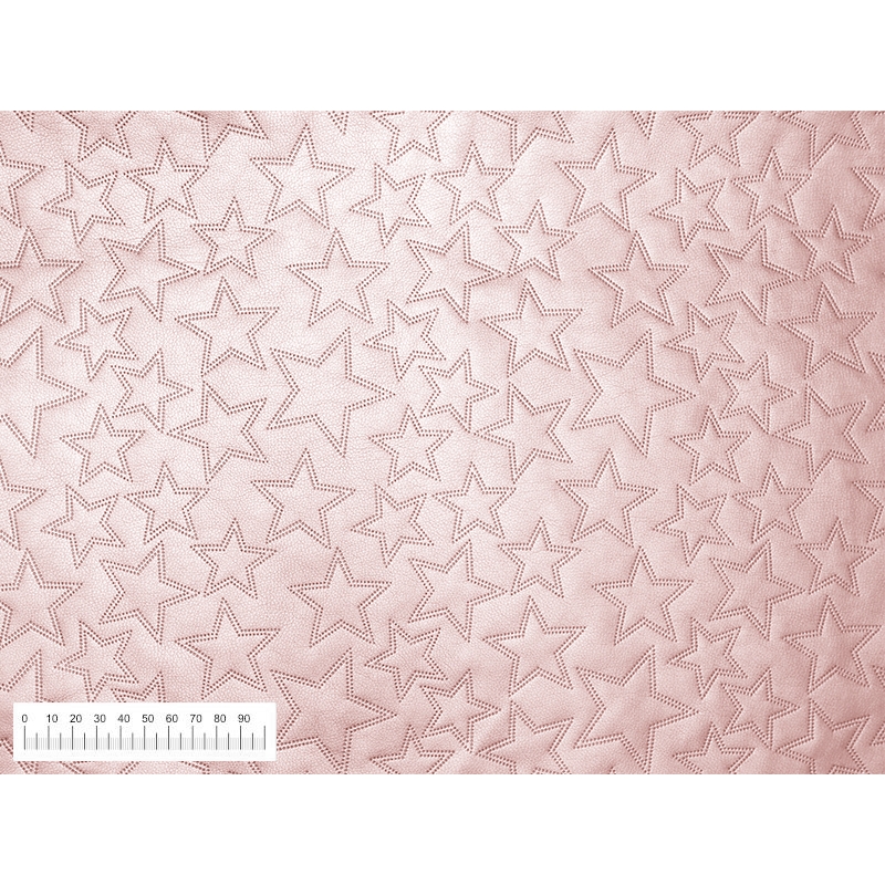 UMĚLÁ KŮŽE PROŠÍVANÝ HVĚZDY PEARL PINK 140 CM 1 M