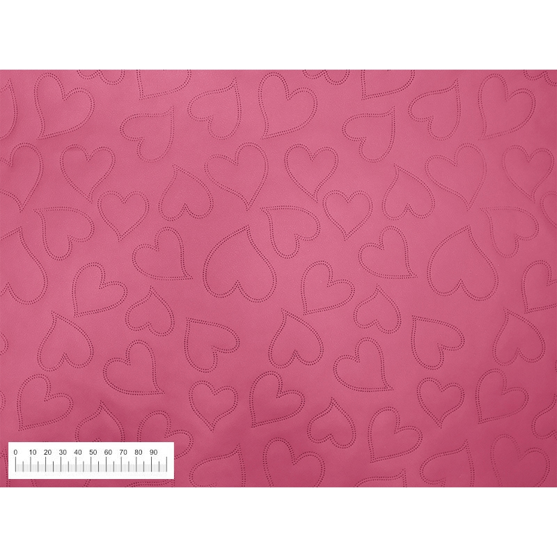 IMITATION QUILTED LEATHER HEARTS DARK PINK 140 CM 1 MB