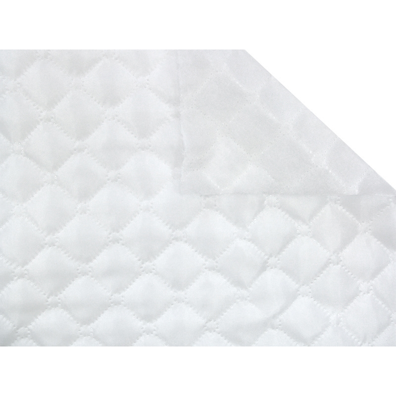 QUILTED POLYESTER LINING  FABRIC  180T SQUARE  + CIRCLE&nbsp3 x&nbsp3 (501) WHITE 150   CM 50  MB