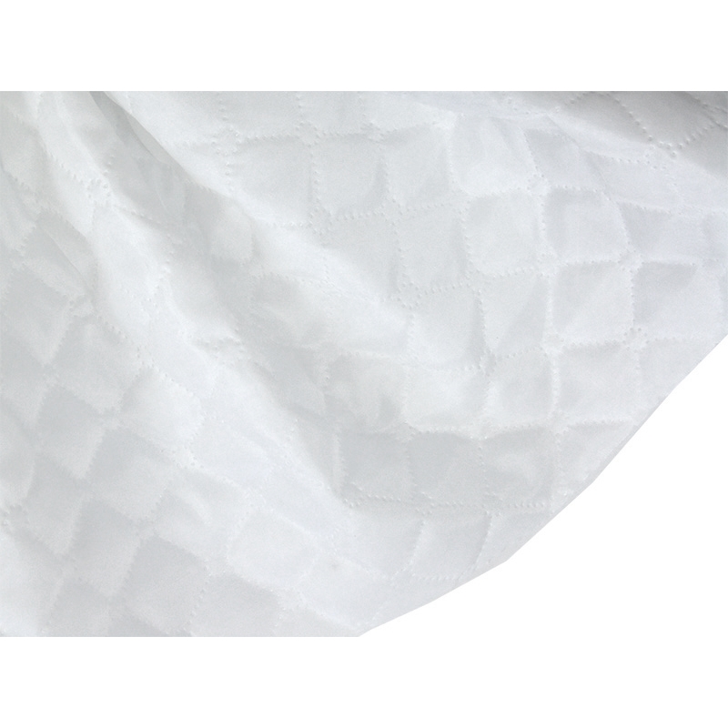 QUILTED POLYESTER LINING  FABRIC  180T SQUARE  + CIRCLE&nbsp3 x&nbsp3 (501) WHITE 150   CM 50  MB