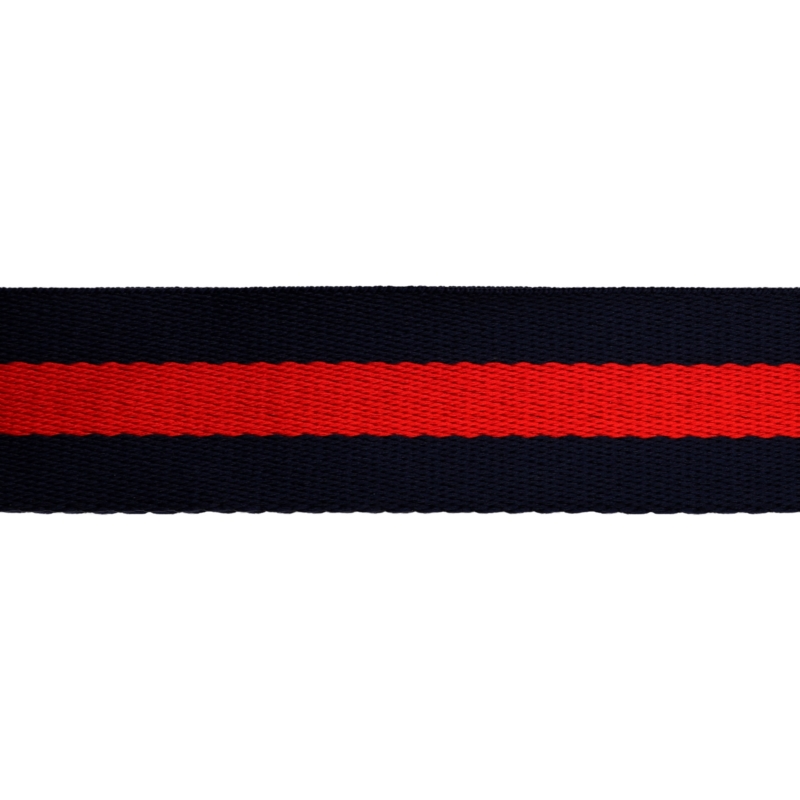 Polycotton tragband 38 mm / 1,40 (+/- 0,05) mm marineblau und rot 50 yd