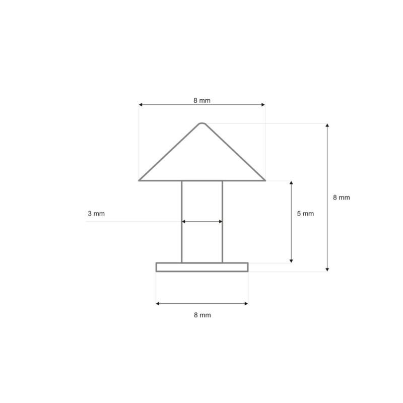 METAL RIVET ONE-SIDED CONE 8/8/8MM NICKEL 200  PCS
