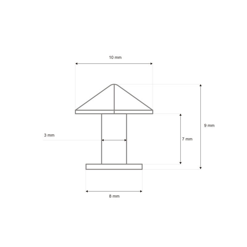 JEDNOSTRANNÝ KOVOVÝ NÝT PYRAMIDA 10/8/9MM NIKL 200 KS