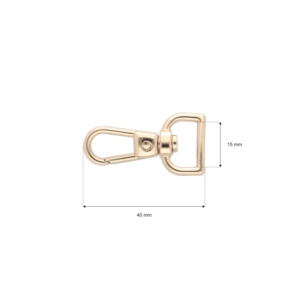 Karabińczyk metalowy 15 x 40 mm yme3113(0277) jasne złoto