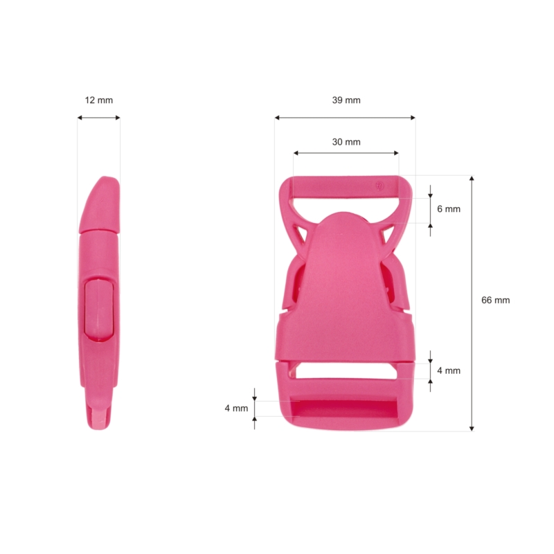 Plastic buckle 30 mm olga pink 100 pcs