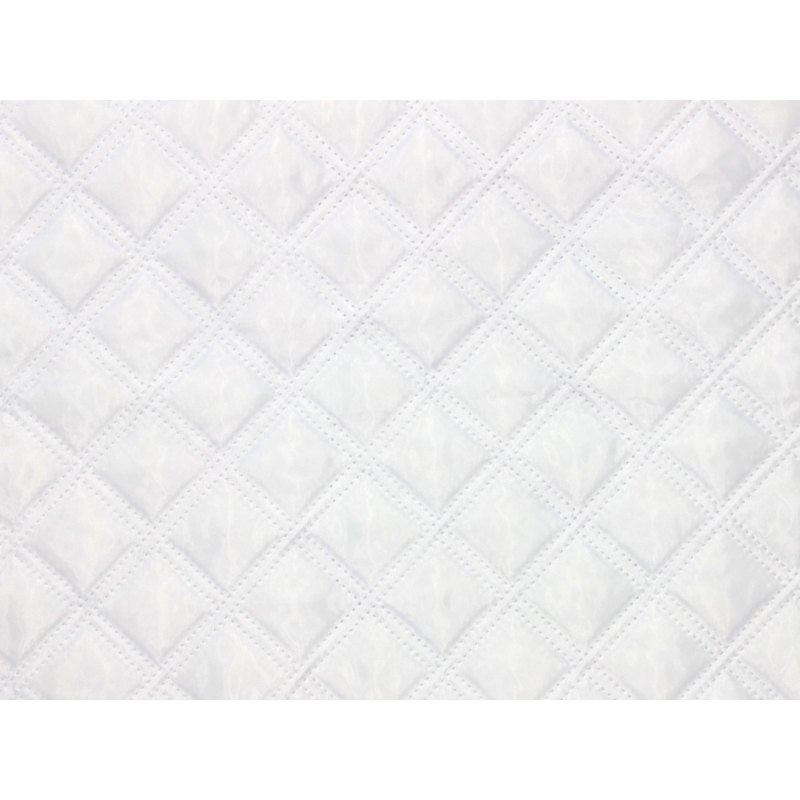 QUILTED POLYESTER LINING   FABRIC CHESSBOARD&nbsp180T (501)  WHITE 150 CM 25MB