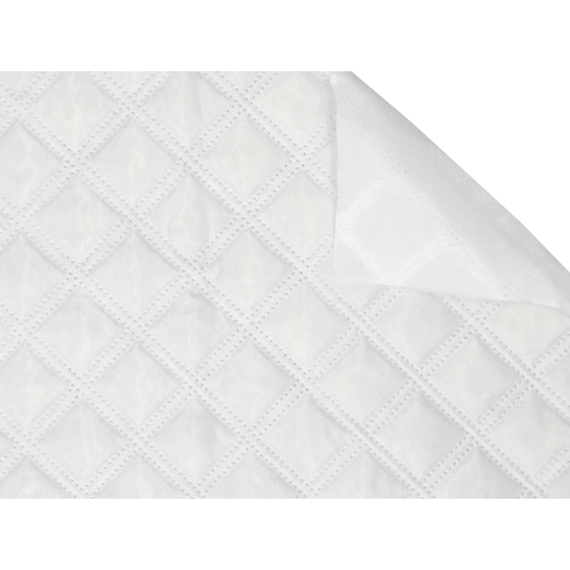 QUILTED POLYESTER LINING   FABRIC CHESSBOARD&nbsp180T (501)  WHITE 150 CM MB