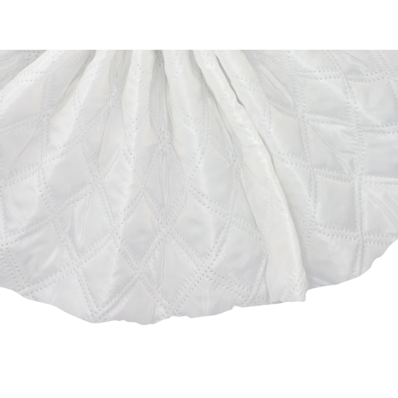 QUILTED POLYESTER LINING   FABRIC CHESSBOARD&nbsp180T (501)  WHITE 150 CM MB