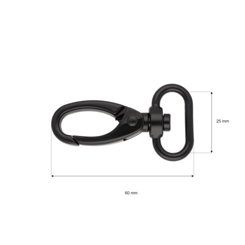 METAL SNAP HOOK 25 MM 0152 MATT BLACK 1     PCS