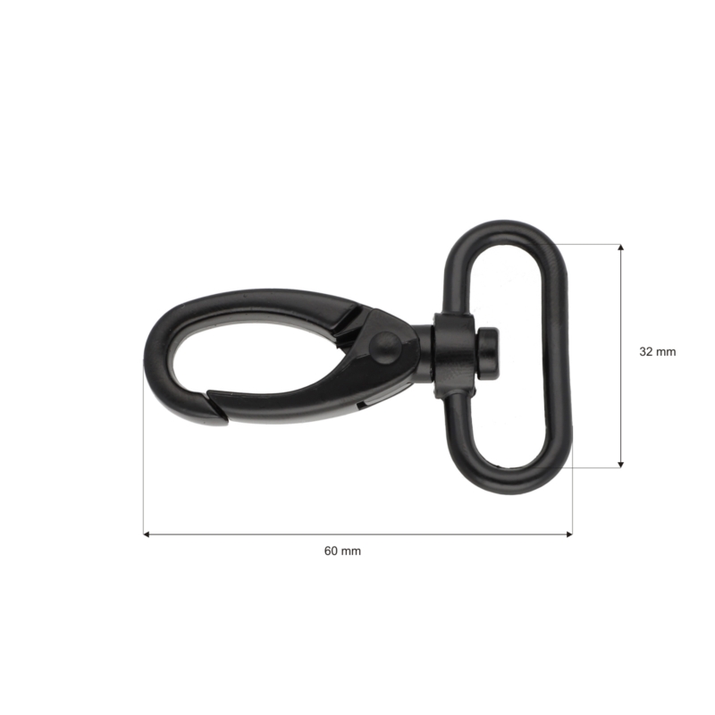 METAL SNAP HOOK 32 MM&nbsp0152 MATT BLACK 1       PCS