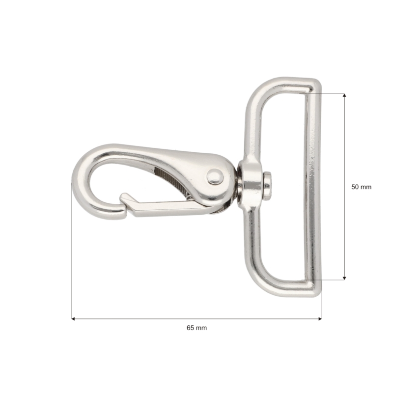 METAL SNAP   HOOK&nbsp50  MM  DOMINIK NICKEL 1 PCS