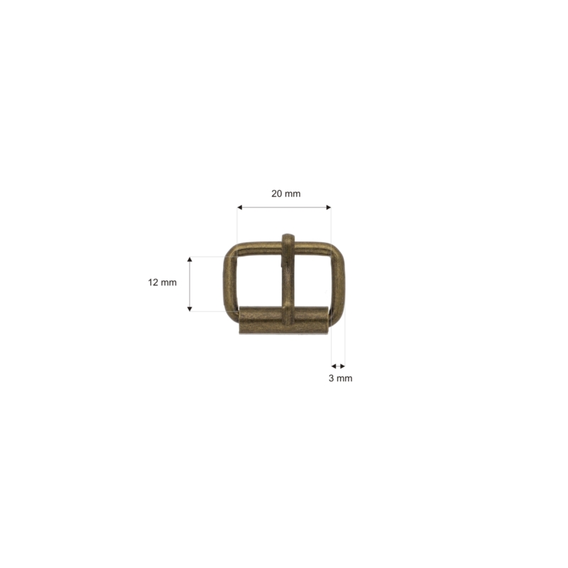 METAL ROLLER BUCKLE SINGLE 20/12/3 MM&nbspOLD   GOLD  WIRE 100 PCS