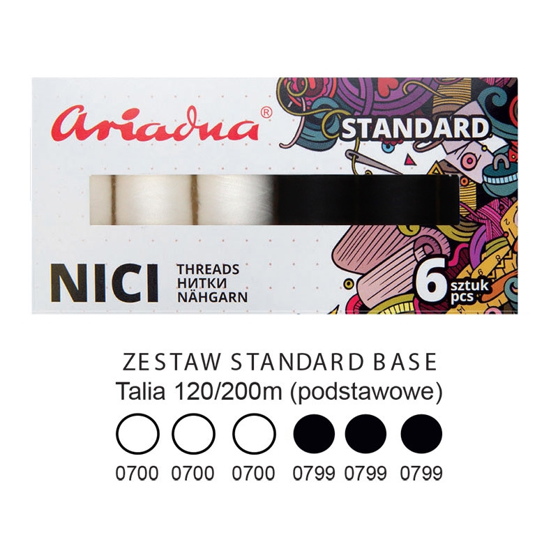 Nici szwalnicze zestaw standard White-Black Talia 120