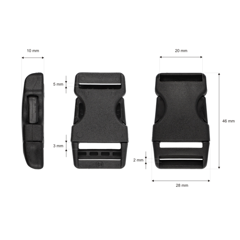 Plastic buckle 20 mm laura black 100 pcs