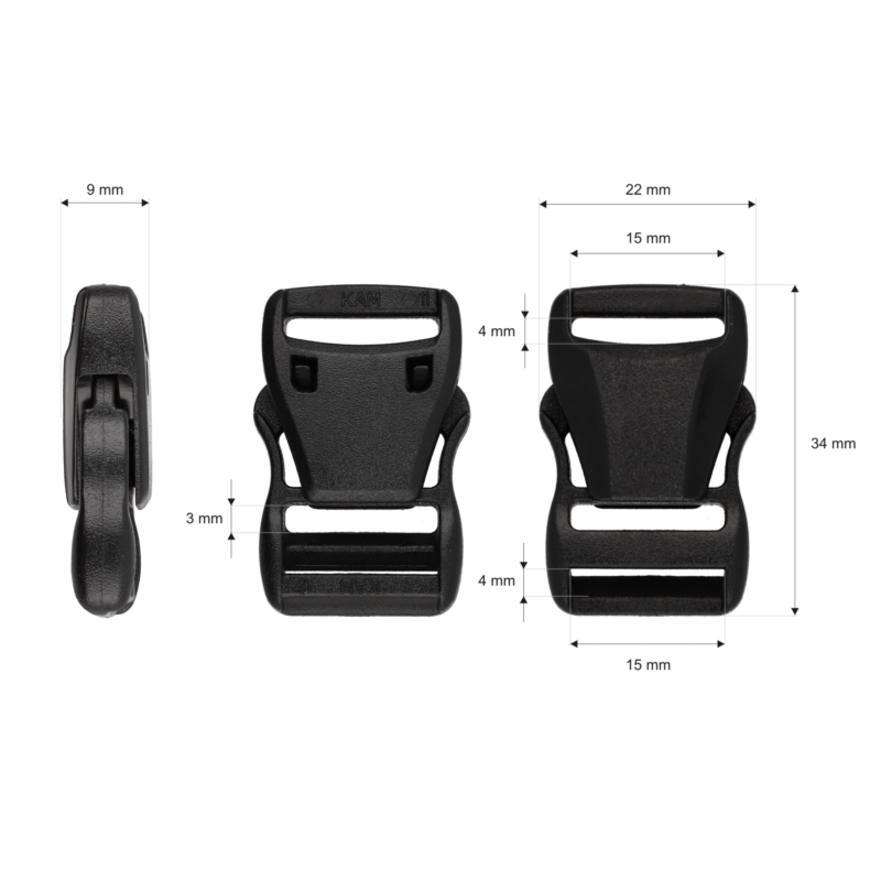 [[ru]]Plastic buckle 15 mm black 100 pcs