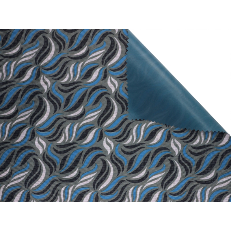 Polyester fabric premium 600d*300d waterproof pvc-f covered blue wave 19 150  cm