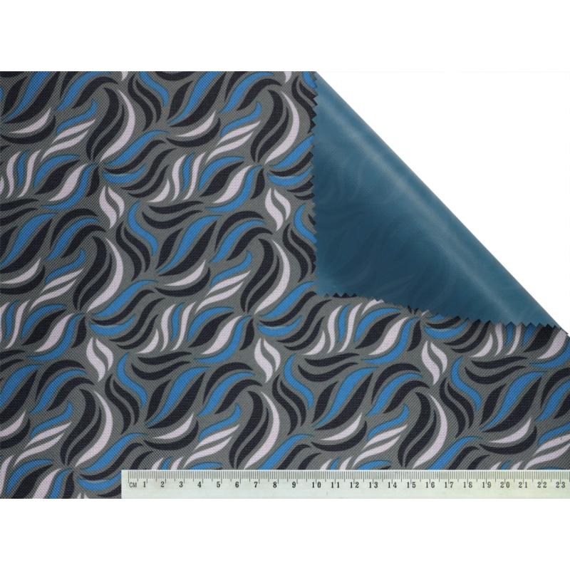 Polyester fabric premium 600d*300d waterproof pvc-f covered blue wave 19 150  cm