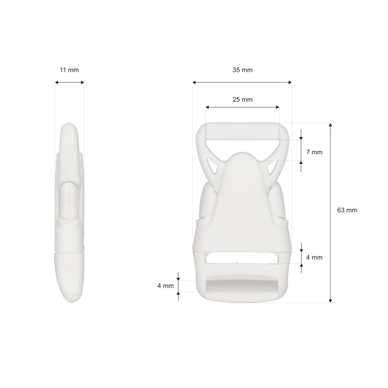 Klamra plastikowa 25x63 mm Olga biała