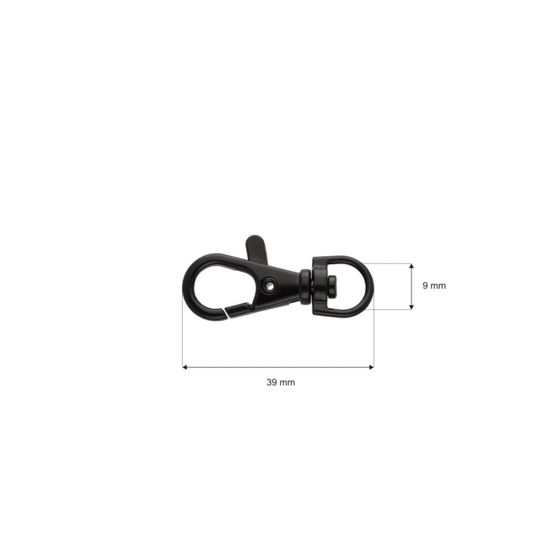 METAL  SNAP HOOK&nbsp9 MM BLACK MATT 100 PCS