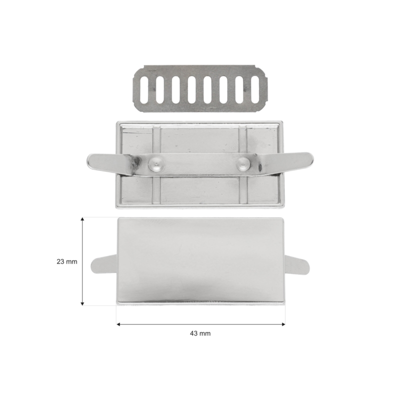 LOGO PLATE 43/23 MM NICKEL 100  PCS