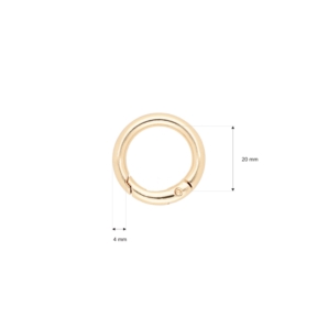 Kółko metalowe 20/4 mm szekla jasne złoto